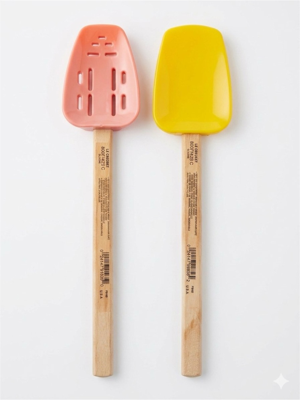 Le Creuset Silicone Spatula Wood Handle Retired Soleil Yellow & Hibiscus Scraper